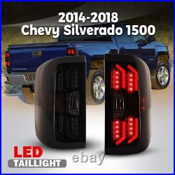 LED Tail Lights for 2014-2018 Chevrolet Silverado Replace Lights Smoke Lens Pair