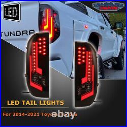 LED Tail Lights for 2014-2021 Toyota Tundra DRL Tube Brake Lamp Black Smoke Lens