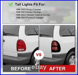 LED Tail Lights for 98-03 Dodge Durango 96-00 Caravan Rear Lamp Black Smoke Pair