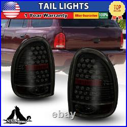 LED Tail Lights for 98-03 Dodge Durango 96-00 Caravan Rear Lamp Black Smoke Pair