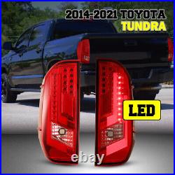 LED Tail Lights for Toyota Tundra 2014-2020 Brake Rear Lamps Black Red Lens Pair