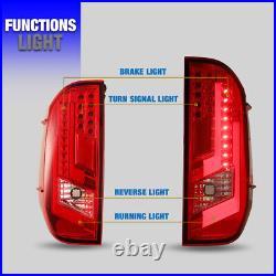 LED Tail Lights for Toyota Tundra 2014-2020 Brake Rear Lamps Black Red Lens Pair