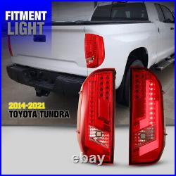 LED Tail Lights for Toyota Tundra 2014-2020 Brake Rear Lamps Black Red Lens Pair