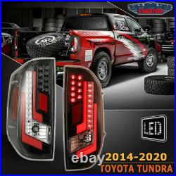 LED Tail lights Fit 2014-2021 Toyota Tundra DRL Red Tube Tail Lights Black Clear