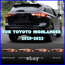 LED Tail lights For Toyota Highlander 2020 2021 2022 Red 4PCS Start UP Animation