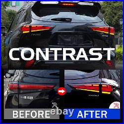 LED Tail lights For Toyota Highlander 2020-2023 Smoke Rear Lamps Animation