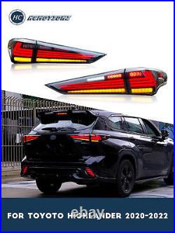 LED Tail lights For Toyota Highlander 2020-2023 Smoke Rear Lamps Animation