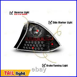 LED Taillights for 2001-2003 Honda Civic Coupe Rear Lamps Black Clear Lens Pair
