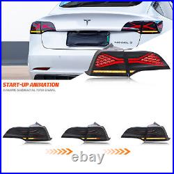 LED Tinted Tail Lights For Tesla Model 3 / Y 2017-2022 Sequential Rear Lamps