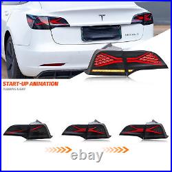 LED Tinted Tail Lights For Tesla Model 3 / Y 2017-2022 Sequential Rear Lamps