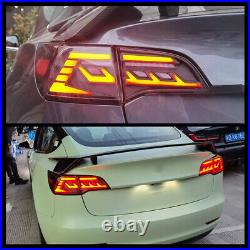 LED Tinted Tail Lights For Tesla Model 3 / Y 2017-2022 Sequential Rear Lamps