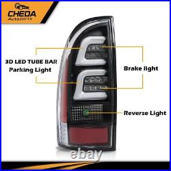 LED Tube Tail Lights Brake Lamps Clear/Black Fit For 2005-2015 Toyota Tacoma