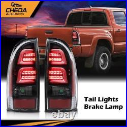 LED Tube Tail Lights Brake Lamps Clear/Black Fit For 2005-2015 Toyota Tacoma