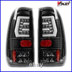 LED Tube Tail Lights For 1997-2003 Ford F150 99-07 F250 F350 Black Brake Lamps