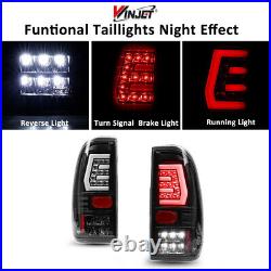 LED Tube Tail Lights For 1997-2003 Ford F150 99-07 F250 F350 Black Brake Lamps