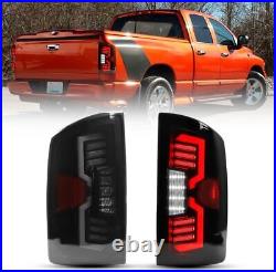 LED Tube Tail Lights For 2002-2006 Dodge Ram 1500 2500 3500 Smoke Brake Lamps