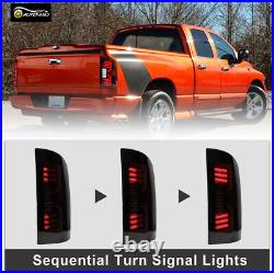 LED Tube Tail Lights For 2002-2006 Dodge Ram 1500 2500 3500 Smoke Brake Lamps