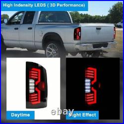 LED Tube Tail Lights For 2002-2006 Dodge Ram 1500 2500 3500 Smoke Brake Lamps