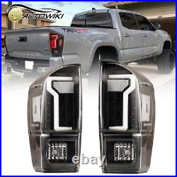 LED Tube Tail Lights Pair For 2016-2023 Toyota Tacoma Rear Brake Lamp Clear Lens