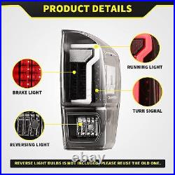 LED Tube Tail Lights Pair For 2016-2023 Toyota Tacoma Rear Brake Lamp Clear Lens