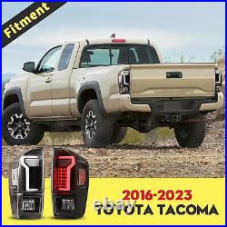 LED Tube Tail Lights Pair For 2016-2023 Toyota Tacoma Rear Brake Lamp Clear Lens