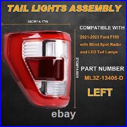 Left Driver LED Tail Light WithBlind Spot For Ford F150 F-150 2021-2023 Taillamp