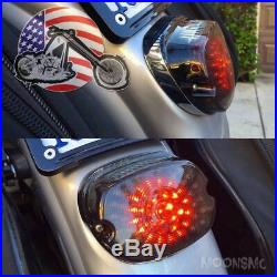 Moons Smoked Low Short Laydown LED Integrated Taillight Turn Signals Harley Dyna