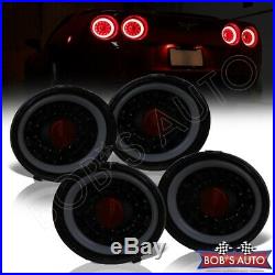 NEWEST For 05-13 Corvette C6 LS7 Black Smoke Halo Sequential LED Tail Lights