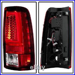 Neon Pyro Tube 2003-2006 Chevy Silverado Red Clear LED Tail Lights Brake Lamps