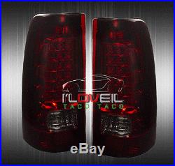 New! 03-06 Chevy Silverado 1500/2500 Hd Led Tail Lights Rear Lamps Smoked Red