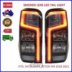 New Pair Smoked Led Tail Lights For Mitsubishi Triton Mr 2018-2021