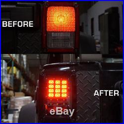 Pair 07-17 Jeep Wrangler JK LED Smoke Tail Lights Rear Brake Reverse Turn Signal