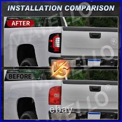 Pair 2007-2013 For Chevy Silverado 1500 2500 HD WT LT LTZ Smoked LED Tail Lights