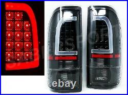 Pair Black C-Bar LED Taillights for 97-03 Ford F150 / 99-07 F250 F350 Superduty