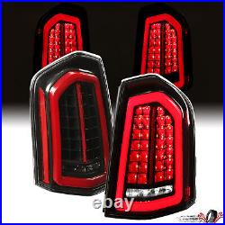 Pair Black Full LED Tail Lights Taillights For 2011 2012-2014 Chrysler 300 Sedan