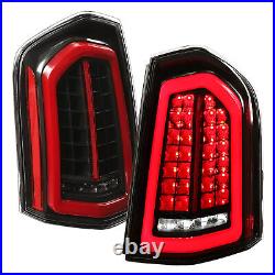 Pair Black Full LED Tail Lights Taillights For 2011 2012-2014 Chrysler 300 Sedan