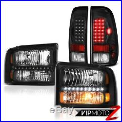 Pair Black Headlights Super Bright LED Tail Lights 2005 2006 2007 Ford F250 XL