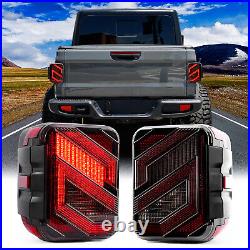Pair Clear S LED Tail Lights Turn Stop Reverse For Jeep Gladiator JT 2020-2024