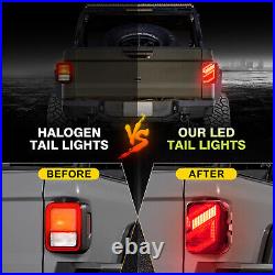 Pair Clear S LED Tail Lights Turn Stop Reverse For Jeep Gladiator JT 2020-2024