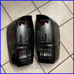 Pair For 2016-2023 Toyota Tacoma Tail lights LED DRL Rear Brake Lamp Black Smoke