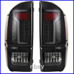 Pair For 2016-2023 Toyota Tacoma Tail lights LED DRL Rear Brake Lamp Black Smoke