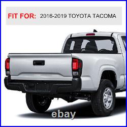 Pair For 2016-2023 Toyota Tacoma Tail lights LED DRL Rear Brake Lamp Black Smoke