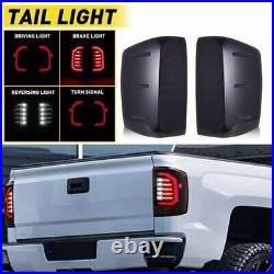 Pair For Chevy Silverado 1500 2500 2014-2018 Smoked LED Tail Lights Brake Lamps