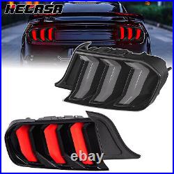Pair LED Tail Lights Assembly Turn Signal Smoke For Ford Mustang 2015-2023