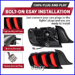 Pair LED Tail Lights Assembly Turn Signal Smoke For Ford Mustang 2015-2023