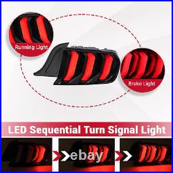 Pair LED Tail Lights Assembly Turn Signal Smoke For Ford Mustang 2015-2023