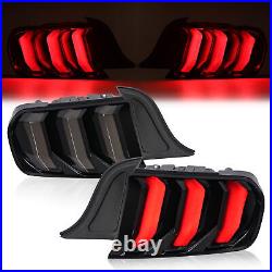 Pair LED Tail Lights Assembly Turn Signal Smoke For Ford Mustang 2015-2023