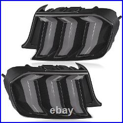 Pair LED Tail Lights Assembly Turn Signal Smoke For Ford Mustang 2015-2023