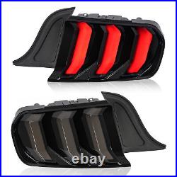 Pair LED Tail Lights Assembly Turn Signal Smoke For Ford Mustang 2015-2023