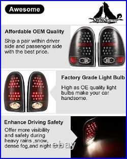 Pair LED Tail Lights For 1998-2003 Dodge Durango 96-00 Caravan Rear Brake Lamps